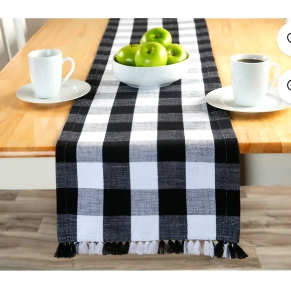 Mainstays Other - Table Runner 13" X 72" B&W Buffalo Plaid